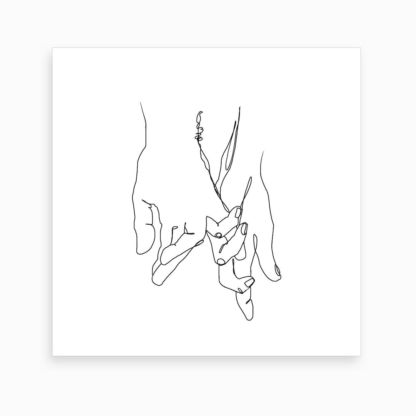 Black White Hands Artwork One Line Holding Hands Minimal Fine Decor Black White Hands Artwork One Line Holding Hands Minimal Fine Decor